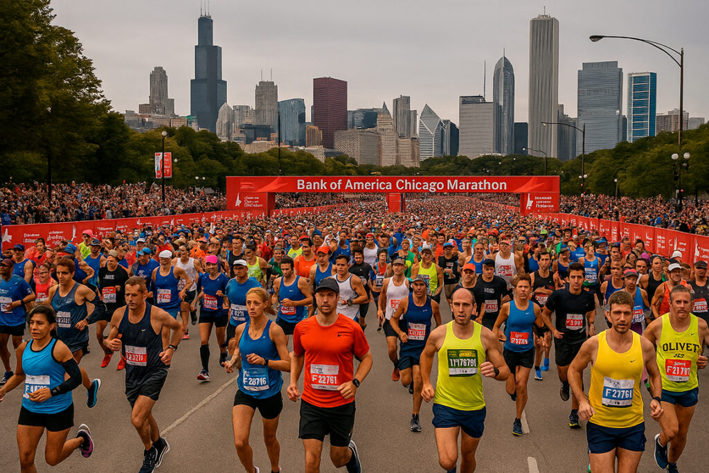 Corredores en la salida de la Maratón de Chicago