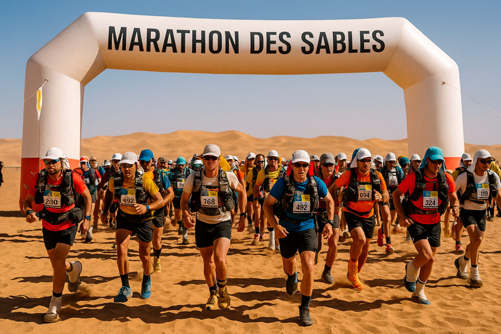 Corredores por el desierto del Sahara en la Maratón des Sables