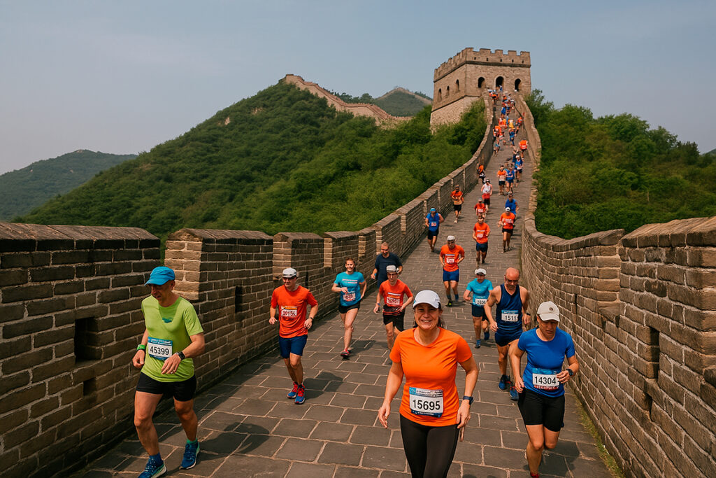 Corredores de la maratón por la muralla China